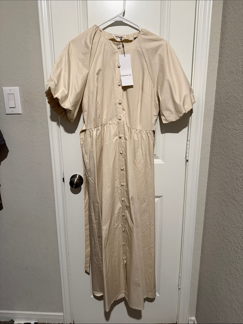 Emerson Fry Neutral Beige Button-Front Dress